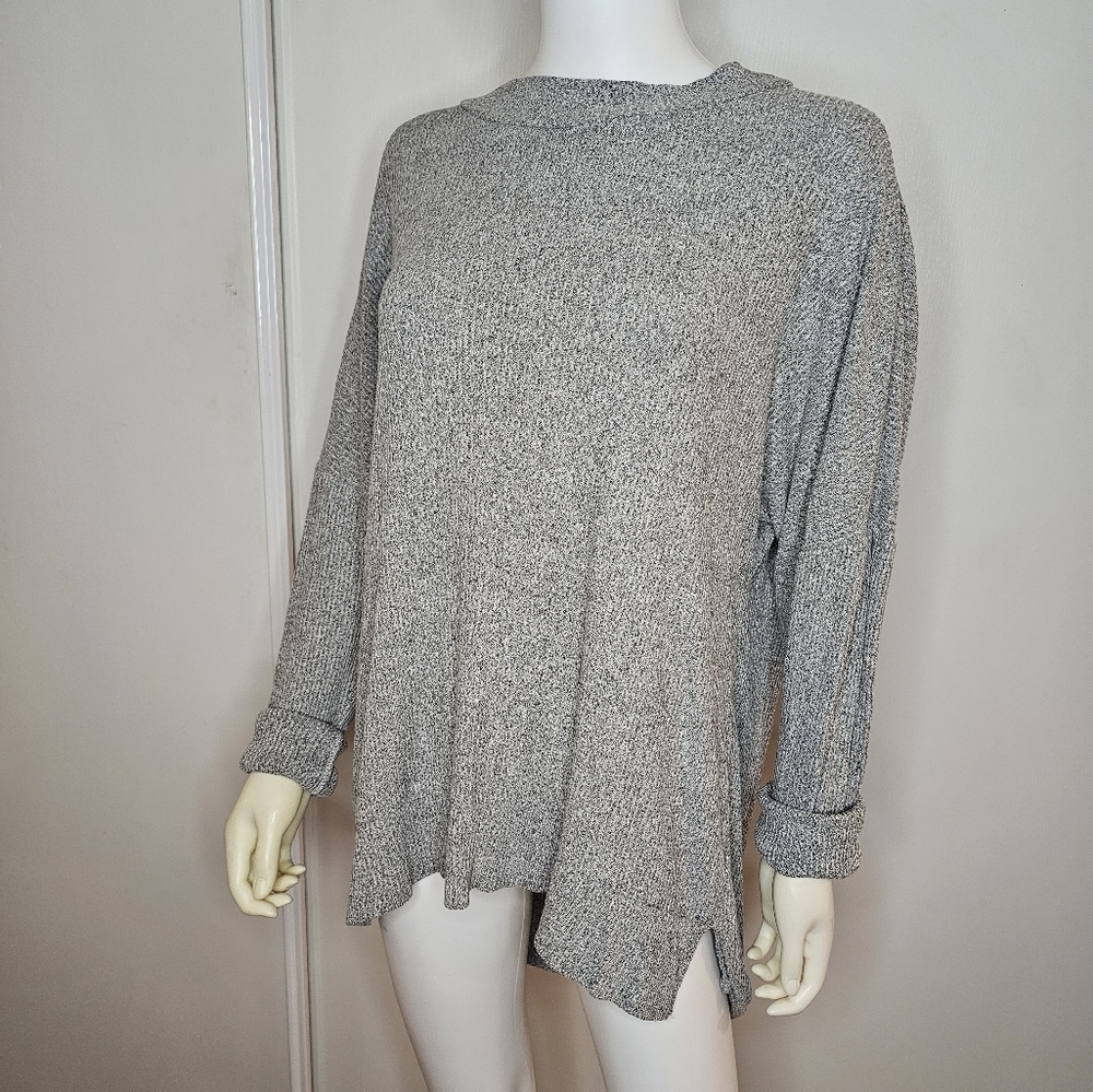 Chance Or Fate Oversized Mockneck Tunic Sweater Knit Gray Pullover Size Small